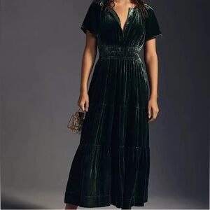 Somerset Dress Velvet Emerald Green